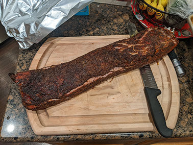 Pork loin ready to be sliced