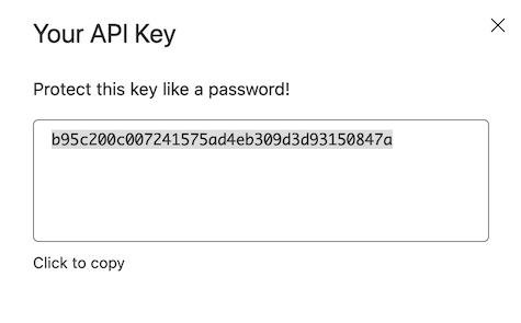 Example Cloudflare API key display