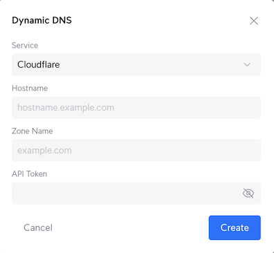 Cloudflare DDNS settings