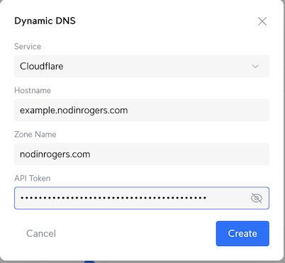 Cloudflare DDNS settings