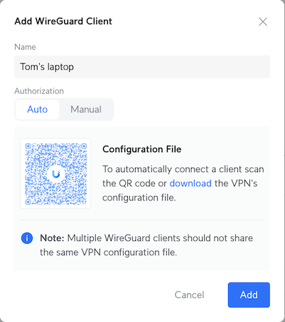 Wireguard VPN client configuration