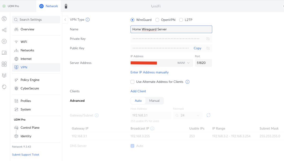 Wireguard VPN server configuration