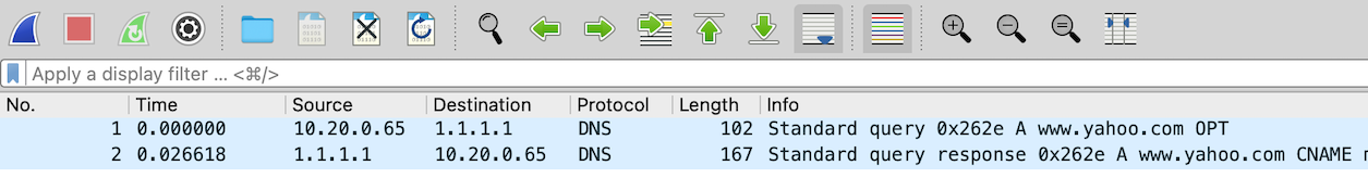 Unencrypted DNS query/resposne